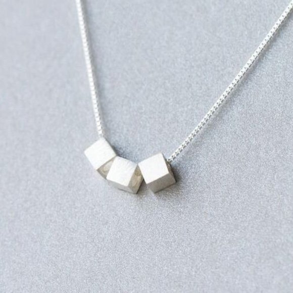 Jewelry - NEW 925 Sterling Silver Triple Cube Necklace